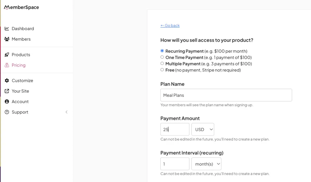 Pricing meal plans