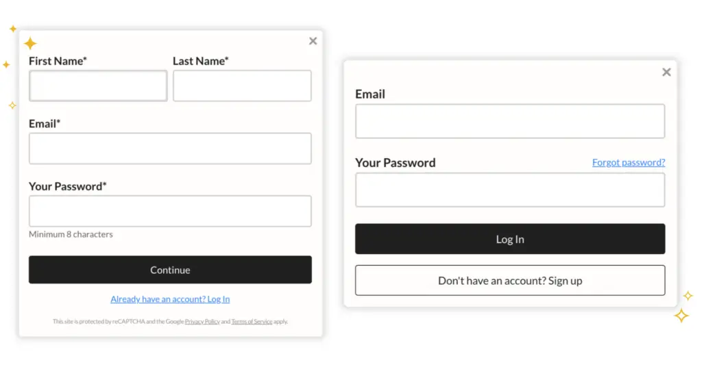 Improvements to the signup and login forms