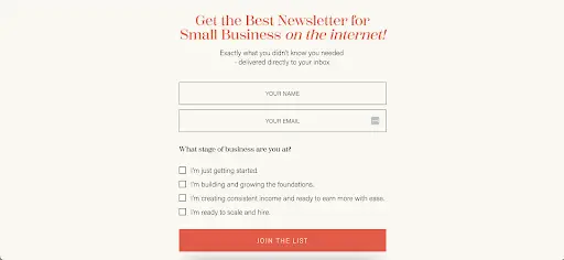 Boss Project community newsletter signup form